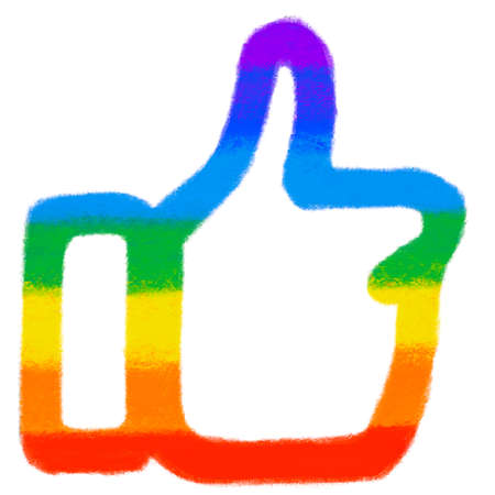 Like thumb up pride rainbow symbol LGBTQ equality rights hand drawn illustration art
