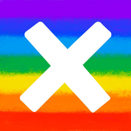 Cross symbol frame pride rainbow symbol LGBTQ equality rights hand drawn illustration artの写真素材