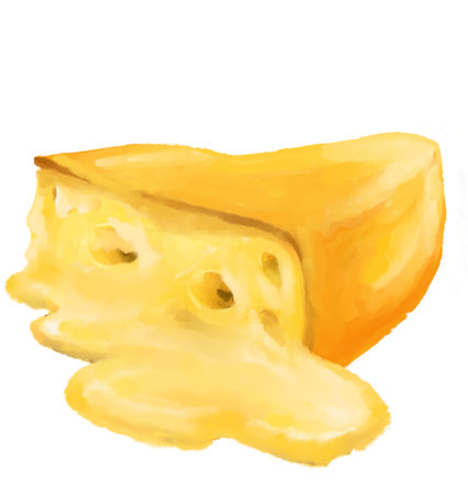 Cheese cheddar slice watercolor illustration dairy product art