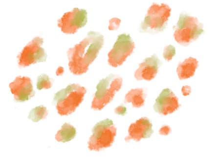 Decorate floral elements autumn orange green red dots organic watercolor painitng illustration artの写真素材