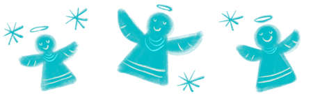 Blue Angel hanging ornament christmas hand doodle drawing illustration artの写真素材