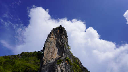 limestone mountain on sunny birght blue sky Thailand Andaman ocean Krabi Phuketの写真素材