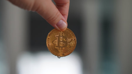 Cryto currency with wet coin water dripping concept pick up digital economy at right timingの写真素材