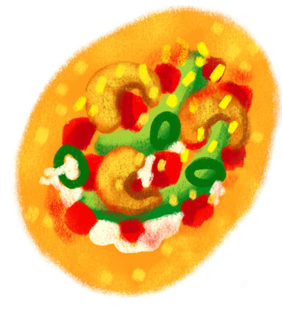 Corn tortilla seafood fried shrimp taco Mexican food doodle chalk illustration artの写真素材