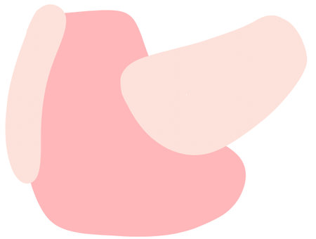 Pastel red green blob organic doodle hand drawing shape and form illustration background art elementの写真素材