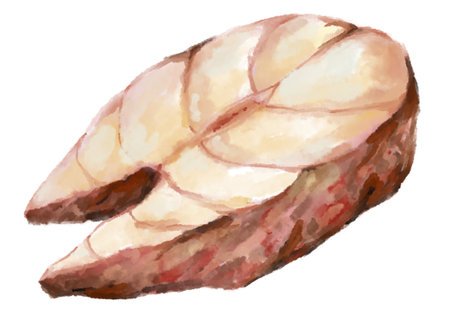 Grill fillet red snapper fish seafood steak watercolor painting illustration artの写真素材