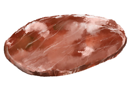 Beef tongue slice Asian bbq food watercolor digital painting illustration artの写真素材