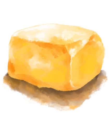 yellow butter watercolor painting dairy creamy product illustration artの写真素材