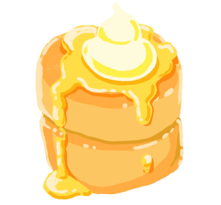 Pluffy pancakes layer sweet breakfast dessert with butter and cream hand painting  illustration artの写真素材