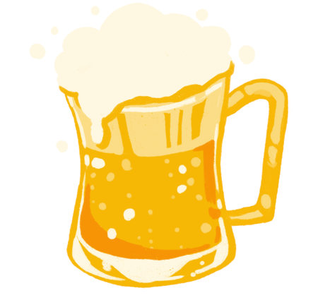 Mug pint of cold beer hand drawing painting illustrationの写真素材