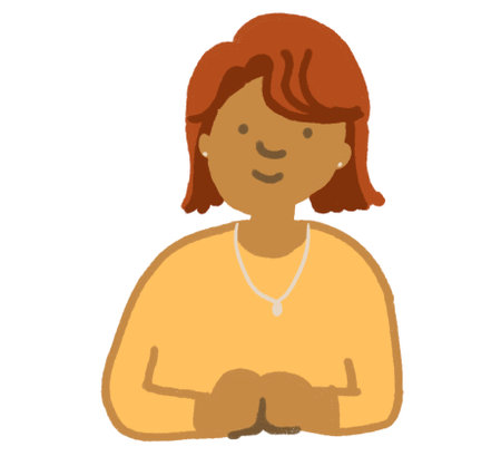 Hispanic south Asian kind woman cartoon illustration smiling friendly consulerの写真素材
