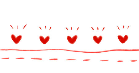 valentines day hand drawing line banner illustration heart and decoration elements artの写真素材