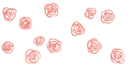 valentines day hand drawing line banner illustration red roses and decoration elements artの写真素材