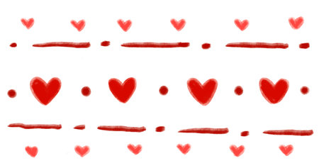 valentines day hand drawing line banner illustration heart and decoration elements artの写真素材