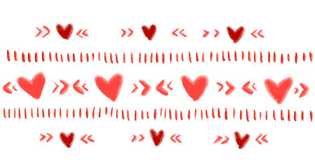 valentines day hand drawing line banner illustration heart and decoration elements art