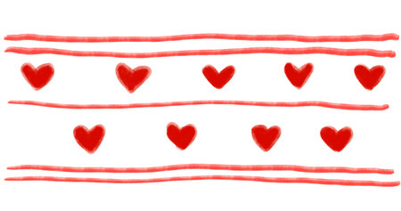 valentines day hand drawing line banner illustration heart and decoration elements artの写真素材