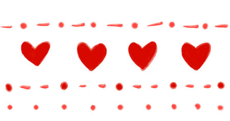 valentines day hand drawing line banner illustration heart and decoration elements artの写真素材