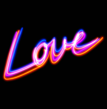 Neon illustration art LGBT LGBTQ love heart design rainbow glow pride conceptの写真素材