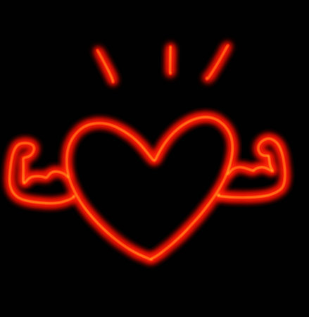 Neon heart glow valentine day love element sign symbol illustration artの写真素材