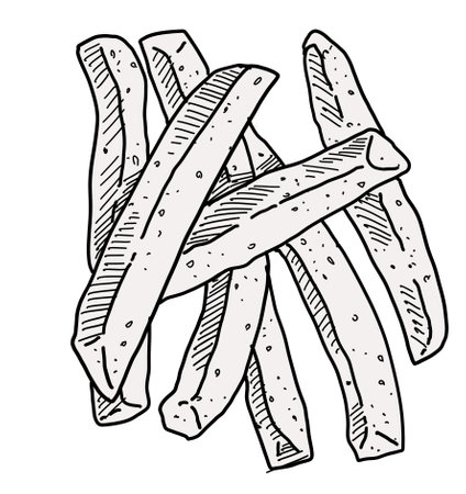 Hand drawing french fries salty deep fried fast food watercolor painting illustration artの写真素材