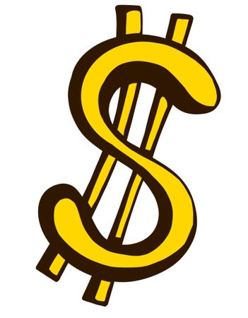 Money symbol dollar icon financial revenue income abstract hand painting drawing illustrationの写真素材