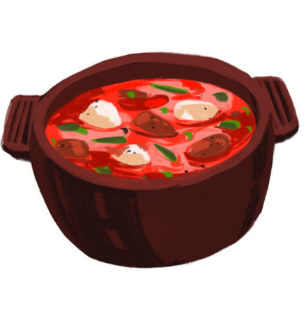 Korean Kimchi jjigae hot soup hand paitning illustration foodの写真素材