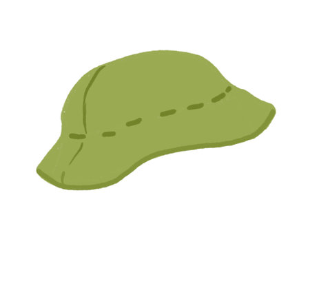 large green Summer hat head accessory hand drawing illustrationの写真素材