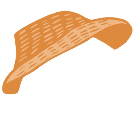 straw hat hand illustration farm hatの写真素材