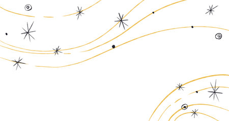 Starry night moon star night sky decorative gold blue ornament illustrationの写真素材