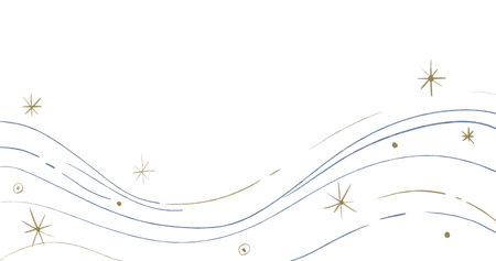 Starry night moon star night sky decorative gold blue ornament illustrationの写真素材