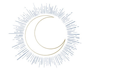 Starry night moon star night sky decorative gold blue ornament illustrationの写真素材