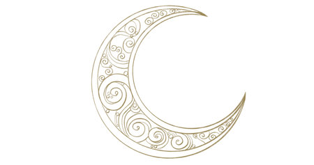 Starry night moon star night sky decorative gold blue ornament illustrationの写真素材