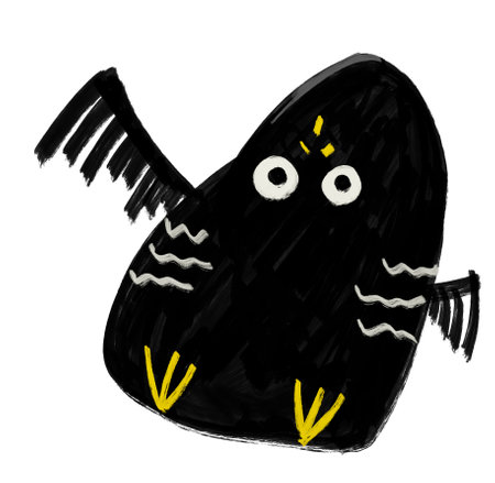 Monster character illustration yellow black fun cartoon doodle oil painting art paintingの写真素材
