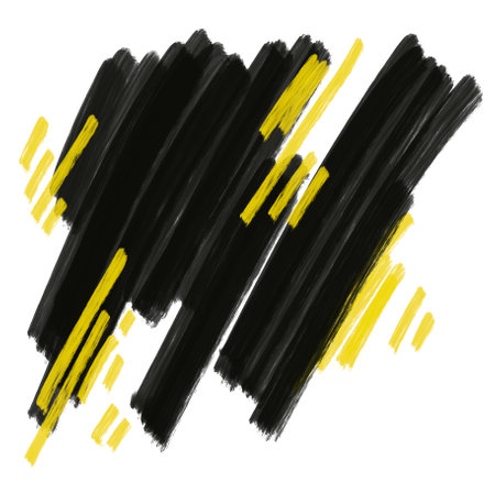 Yellow black pattern element doodle sketch oil painting brush texture background artisticの写真素材
