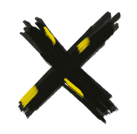 Yellow black pattern element doodle sketch oil painting brush texture background artisticの写真素材
