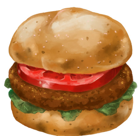 Hamburger fastfood watercolor painting illustration artの写真素材