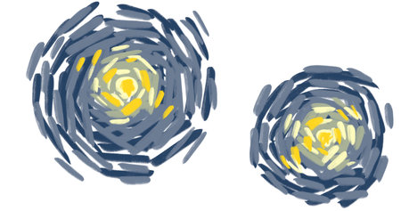 Starry night element illustration painting vincent van gogh style sky star cloud treeの写真素材