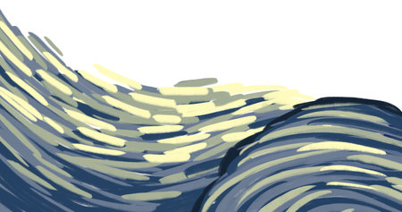 Starry night element illustration painting vincent van gogh style sky star cloud treeの写真素材