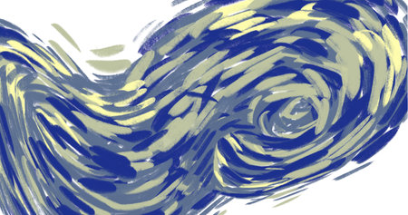 Starry night element illustration painting vincent van gogh style sky star cloud treeの写真素材