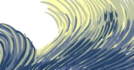 Starry night element illustration painting vincent van gogh style sky star cloud treeの写真素材