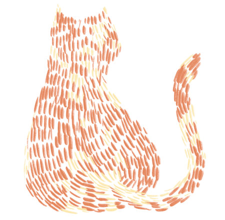Cat kitten stitch embroil style illustration art thread immitate hand drawの写真素材