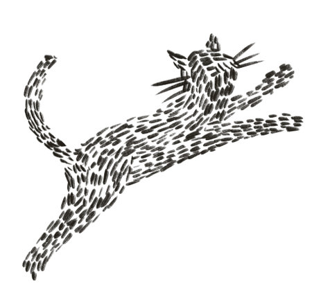 Cat kitten stitch embroil style illustration art thread immitate hand drawの写真素材