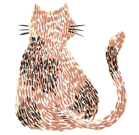 Cat kitten stitch embroil style illustration art thread immitate hand drawの写真素材