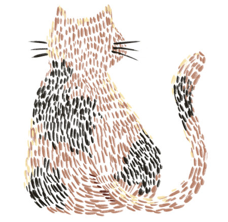 Cat kitten stitch embroil style illustration art thread immitate hand drawの写真素材