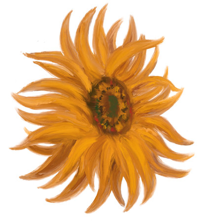 Sunflower oil painting impressionism brush vincent van gogh style summer flowers illustrationの写真素材