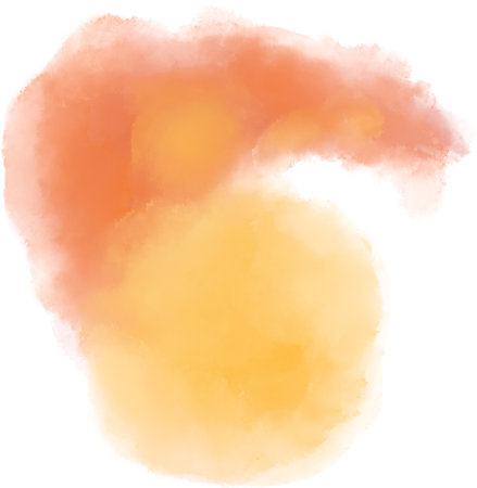 Yellow orange watercolor wet brush paint texture artistic background bubble illustration artの写真素材
