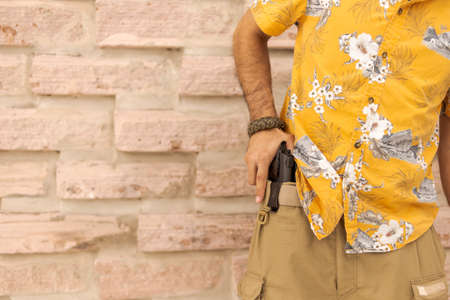 Man handling pistolの写真素材