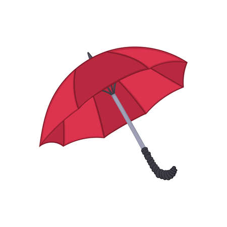 red umbrella isolated illustration on white background in cartoon styleのイラスト素材