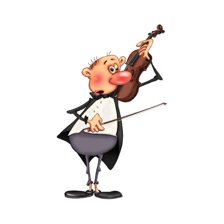 The musician plays the violin. Cartoon illustration on a white background.の写真素材