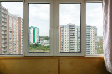 view from the balcony of the apartment buildingの写真素材